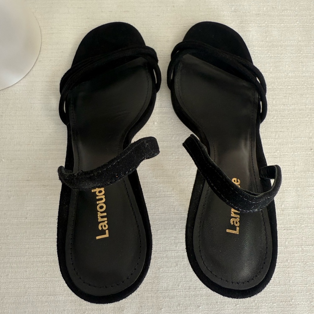 Larroude Black Suede Strap Elegant Heels - Picture 9 of 11